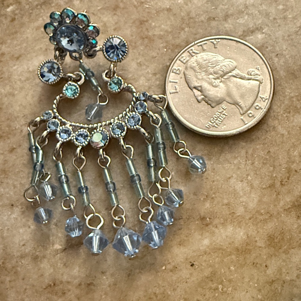 Elegant Blue Chandelier Earrings Evening Earrings Night out Earrings - Picture 5 of 6